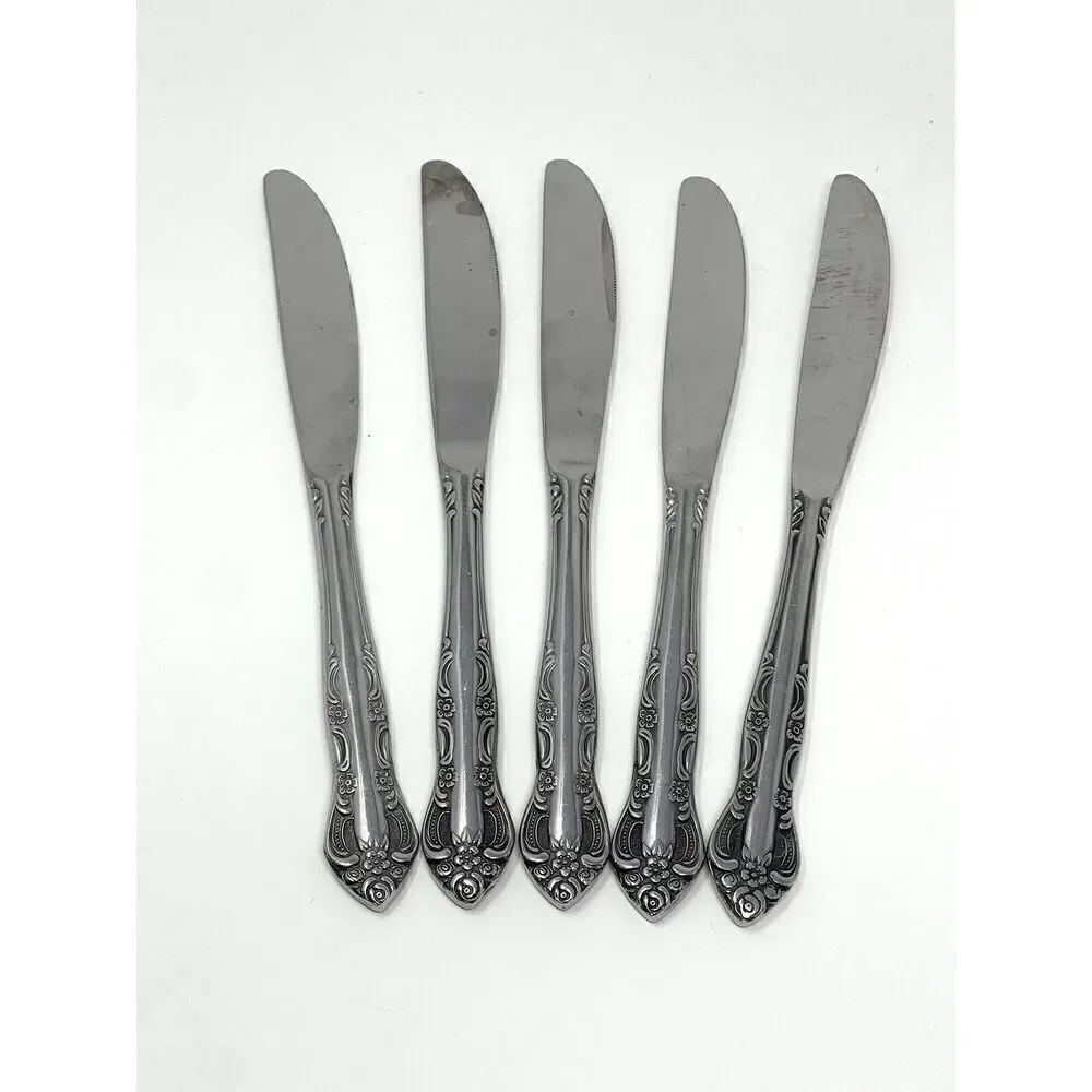 United Silver Acadia Stainless Dinner Place Knife Japan 8 3/8” Set Of 5